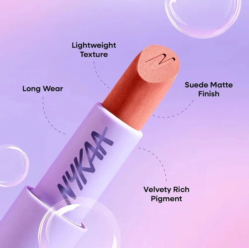 Nykaa Superlight Feather Touch Lipstick Bloom 4.2g Brown Shade Lightweight Creamy Matte Finish Smooth Glide Long Lasting Comfortable Daily Wear Lip Colour for Indian Skin Tone image 3