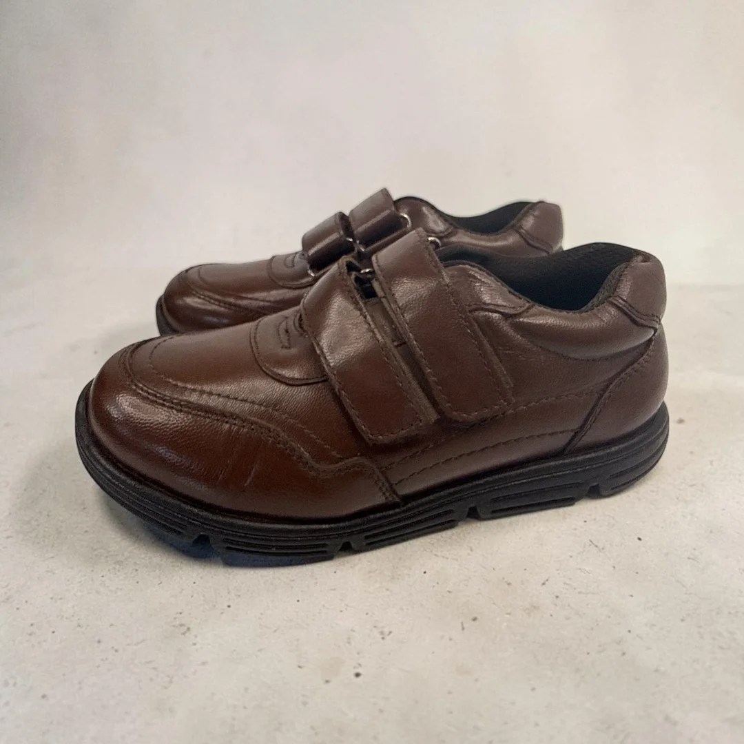 Kids Genuine Leather Shoes for Boys & Girls Lightweight EVA Sole Comfort School Casual Slip-On Durable Breathable Daily Wear Footwear India brown 4 UK image 2