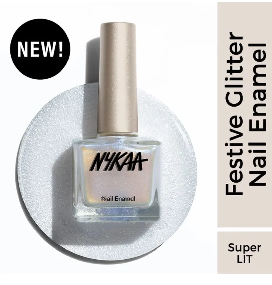 Nykaa Glitter Nail Enamel Super LIT 459 Sparkling Long Lasting Chip Resistant Glossy Glitter Nail Polish Quick Dry High Shine Party Wear Nail Colour for Women India image 2