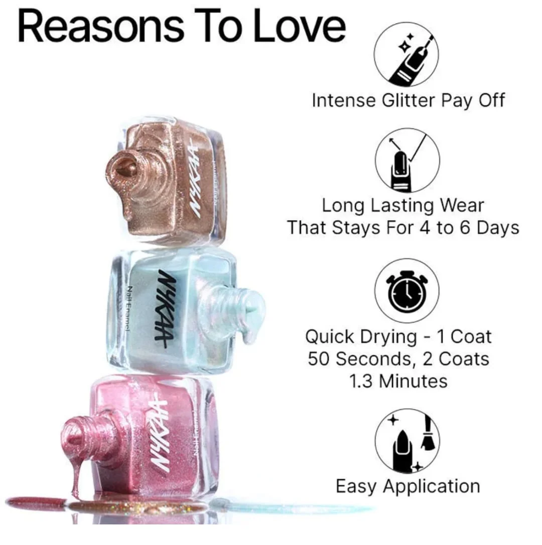 Nykaa Glitter Nail Enamel Super LIT 459 Sparkling Long Lasting Chip Resistant Glossy Glitter Nail Polish Quick Dry High Shine Party Wear Nail Colour for Women India image 4