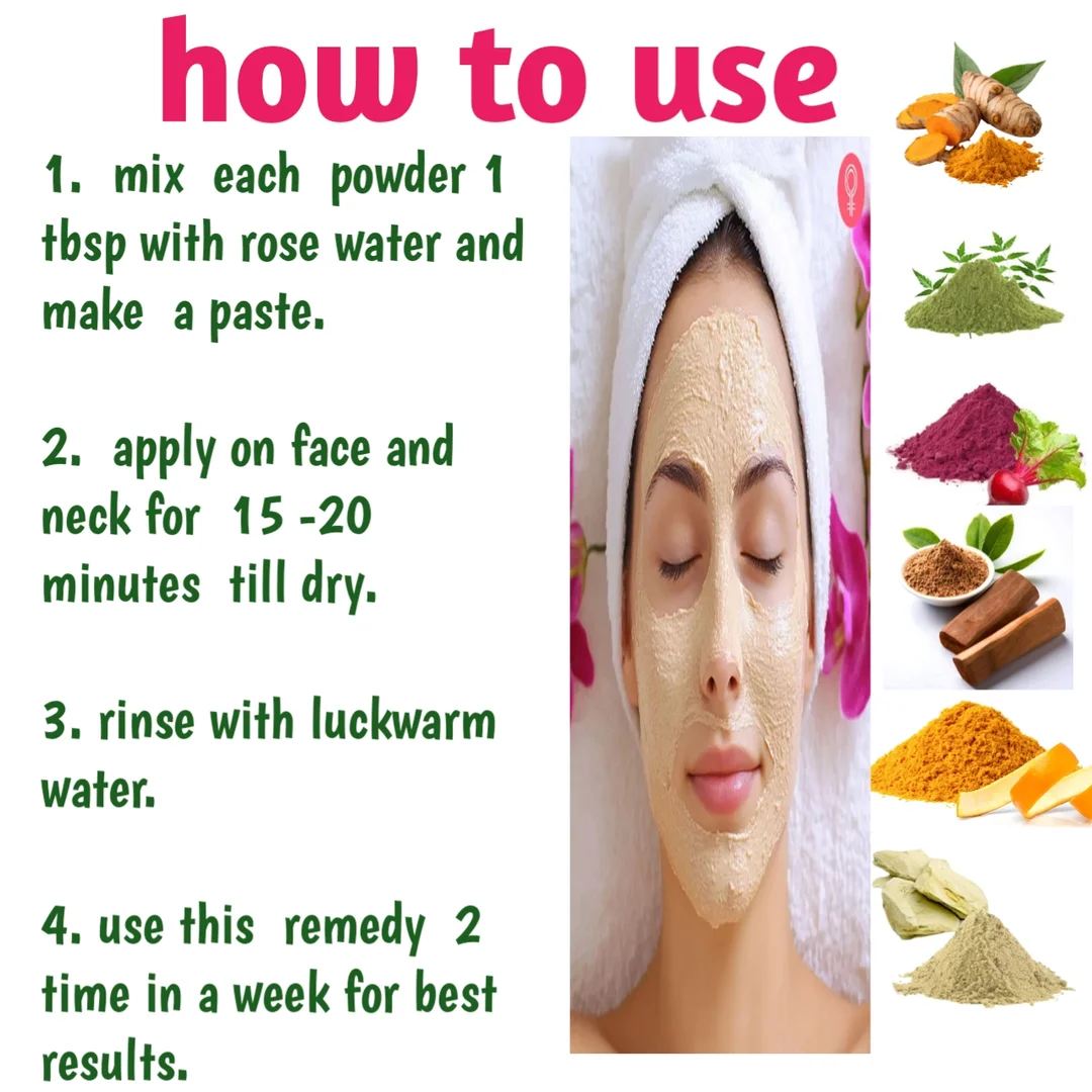 100g Herbal Face Pack Combo for Glowing Skin Multani Mitti Sandalwood Neem Turmeric Natural Skin Brightening Anti Acne Tan Removal Face Mask Powder for Men Women India Skincare image 2
