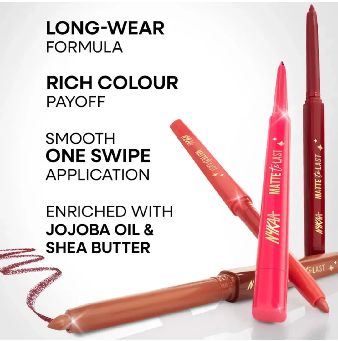 Nykaa Cosmetics Matte To Last Lip Liner Maharani Deep Berry Plum Long Lasting Waterproof Smudge Proof High Pigment Lip Pencil for Lip Definition Matte Finish Lip Makeup India image 2