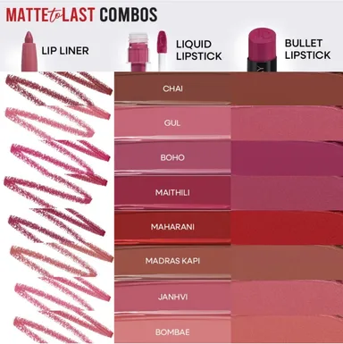 Nykaa Cosmetics Matte To Last Lip Liner Bombae Bold Deep Mauve Berry Long Lasting Waterproof Smudge Proof High Pigment Lip Pencil Smooth Glide Matte Finish Lip Definition for Indian Skin Tone Party Wear Makeup thumbnail 1