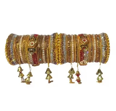 Bridal Punjabi Chuda Set Red Kundan Bridal Chooda Bangles Set Traditional Wedding Diva Chura Set with Gold Kundan Work for Indian Brides Ethnic Bridal Jewelry for Wedding Mehndi and Festive Wear India Bridal Chuda 2.4 thumbnail 3