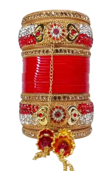 Premium Wedding Chooda Set for Brides Traditional Punjabi Bridal Chura Red Ivory Bangles Set Lightweight Elegant Bridal Wear Indian Wedding Jewellery Wedding Chooda 2.6 thumbnail 1