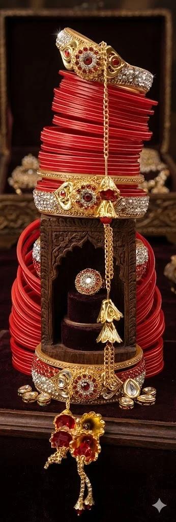 Premium Wedding Chooda Set for Brides Traditional Punjabi Bridal Chura Red Ivory Bangles Set Lightweight Elegant Bridal Wear Indian Wedding Jewellery Wedding Chooda 2.6 image 1