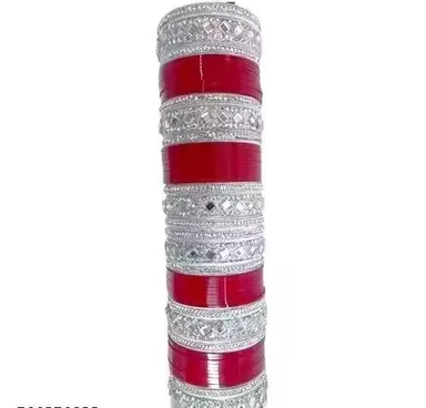 Bridal Chuda Set Punjabi Red Chooda Kundan Bangles Set Diva Style Wedding Bridal Jewellery Traditional Ethnic Chura Set for Brides India Lightweight Elegant Bridal Wear Red chooda 2.4 thumbnail 3