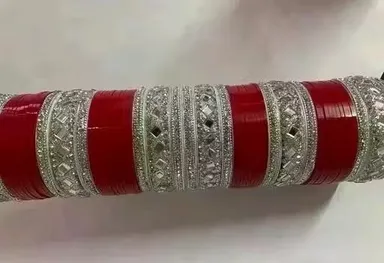 Bridal Chuda Set Punjabi Red Chooda Kundan Bangles Set Diva Style Wedding Bridal Jewellery Traditional Ethnic Chura Set for Brides India Lightweight Elegant Bridal Wear Red chooda 2.5 thumbnail 2