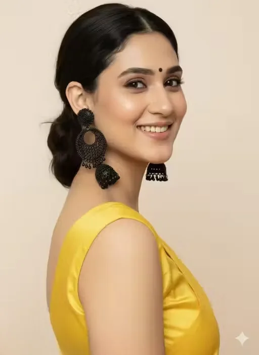 Vintage Black Oxidized German Silver Jhumki Earrings for Women & Girls | Boho Statement Ethnic Traditional Party Wear, Wedding & Festive Jewellery Jhumka image 3