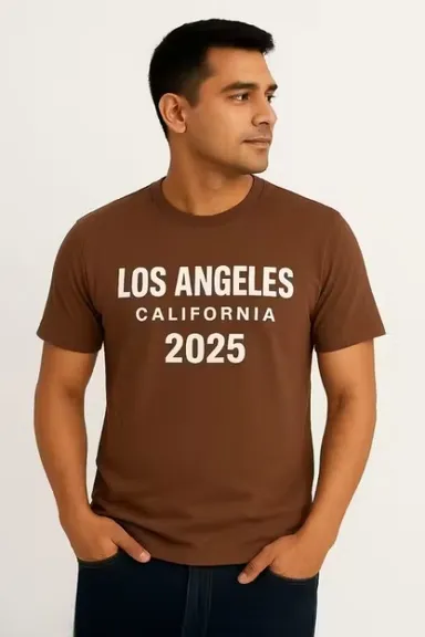 Men’s Light Brown 100% Pure Cotton Regular Fit T-Shirt Breathable Soft Casual Daily Wear Tee for Men Summer Comfortable Plain Basic Tshirt India Light Brown S thumbnail 3