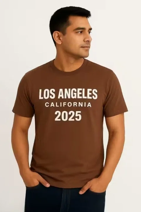 Men’s Light Brown 100% Pure Cotton Regular Fit T-Shirt Breathable Soft Casual Daily Wear Tee for Men Summer Comfortable Plain Basic Tshirt India Light Brown M image 4