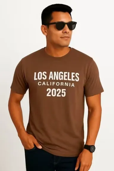 Men’s Light Brown 100% Pure Cotton Regular Fit T-Shirt Breathable Soft Casual Daily Wear Tee for Men Summer Comfortable Plain Basic Tshirt India Light Brown XXL thumbnail 1