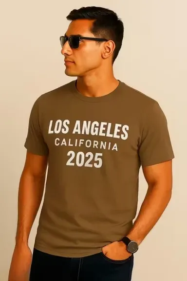 Men’s Light Brown 100% Pure Cotton Regular Fit T-Shirt Breathable Soft Casual Daily Wear Tee for Men Summer Comfortable Plain Basic Tshirt India Light Brown XXL thumbnail 0