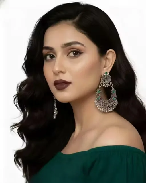 Traditional Oxidised Silver Jhumka Earrings Combo Pack of 2 with Mint Green Stone Work Ethnic Party Wear Jewellery for Women Girls Festive Wedding Boho Drop Earrings image 2