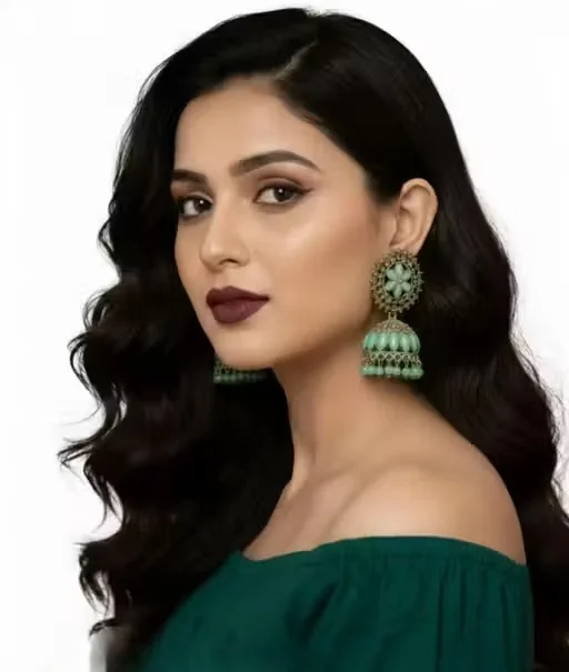 Traditional Oxidised Silver Jhumka Earrings Combo Pack of 2 with Mint Green Stone Work Ethnic Party Wear Jewellery for Women Girls Festive Wedding Boho Drop Earrings image 3