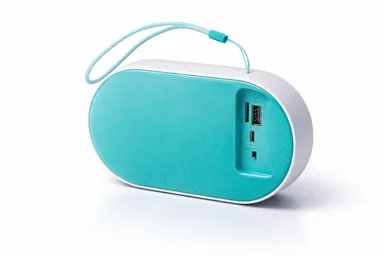 Taxico Portable Wireless Bluetooth Speaker with Carrying Strap Compact Outdoor Mini Speaker Teal White Rich Bass Loud Sound Travel Speaker for Home Picnic Party Rechargeable thumbnail 2