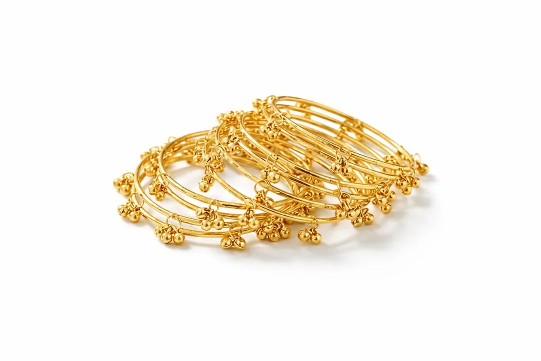Traditional Gold-Plated Bangle Set with Tiny Ghungroo Charms for Women, Multi-Layered Stackable Ethnic Bracelets, Bridal Chura Style Kada, Lightweight Festive Jewellery for Wedding Party Wear Gold 2.8 image 1