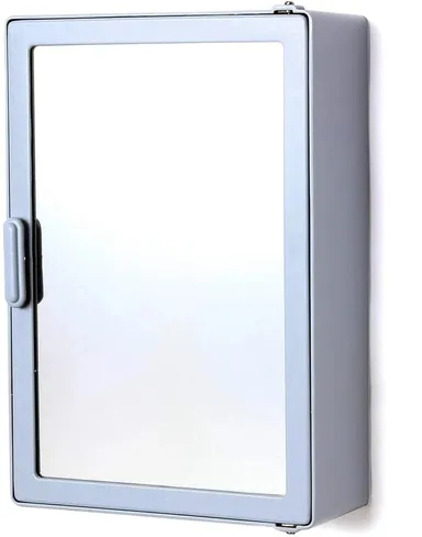 Epraiser Multiuse Wall Mounted Mirror Cabinet Storage Organiser Bathroom Kitchen Plastic 4 Shelf Space Saving Silver Utility Rack for Toiletries & Essentials thumbnail 1