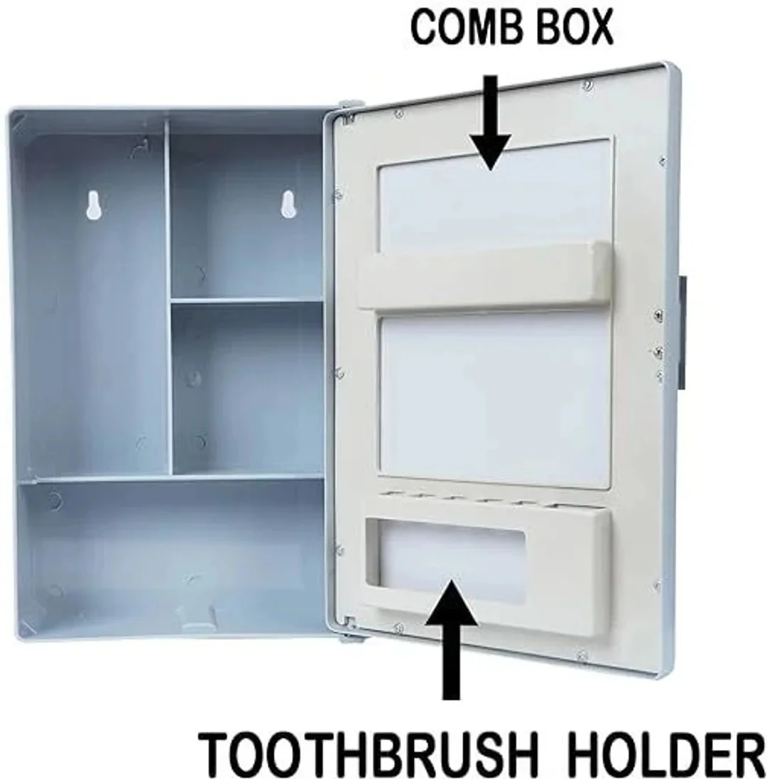 Epraiser Multiuse Wall Mounted Mirror Cabinet Storage Organiser Bathroom Kitchen Plastic 4 Shelf Space Saving Silver Utility Rack for Toiletries & Essentials image 3