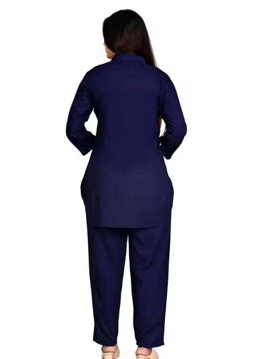 Women Co-Ord Set Stylish Two Piece Outfit Top And Pant Set Summer Casual Cotton Blend Lounge Wear Matching Set Party Wear Co Ord Set For Women India Trendy Ladies Coord Set Blue S image 2