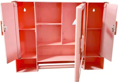 Epraiser 3 Door Mirror Storage Cabinet Medium Size Bathroom Medicine Kitchen Acrylic Wall Shelf Organiser Red 4 Shelves Wall Mounted thumbnail 1