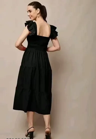 Women Solid Casual Sleeveless Fit and Flare Dress Cotton Blend A-Line Midi Dress Elegant Flowy Summer Western Wear Party Casual Dress for Women India Stylish Comfortable Daily Wear Outfit Short Dress XL thumbnail 1