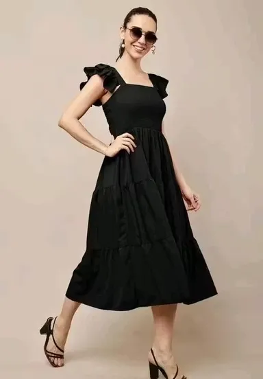 Women Solid Casual Sleeveless Fit and Flare Dress Cotton Blend A-Line Midi Dress Elegant Flowy Summer Western Wear Party Casual Dress for Women India Stylish Comfortable Daily Wear Outfit Short Dress XL thumbnail 0