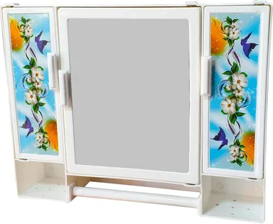 Epraiser Medium Size 3 Door Bathroom Mirror Storage Cabinet with 4 Shelves Wall Mounted Acrylic Medicine & Makeup Organiser Cabinet White Space Saving Wall Shelf Unit thumbnail 1