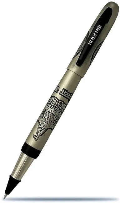 Epraiser Silver Plated Ayodhya Ram Mandir Engraved Brass Roller Ball Pen Gift Set with Premium Designer Box Blue Ink Luxury Religious Gift for Men Women Corporate Gifting India thumbnail 1