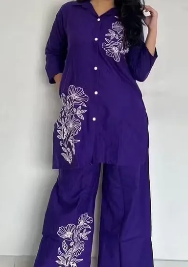 Women Rayon Kurta Palazzo Co-ord Set Stylish Ethnic Cord Set for Ladies Printed Casual Festive Wear Comfortable Summer Kurti Palazzo Set India Nevey Blue XL thumbnail 2