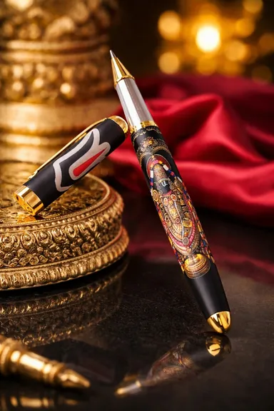 Epraiser Balaji Venkateswara Printed Luxury Roller Ball Pen Blue Ink Metal Body Religious Gift Pen for Office Diwali Pooja Festival Corporate Gift Premium Writing Instrument thumbnail 1