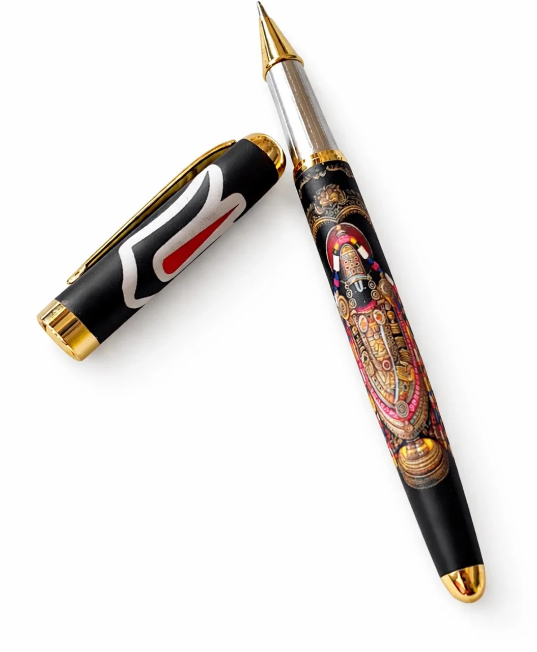 Epraiser Balaji Venkateswara Printed Luxury Roller Ball Pen Blue Ink Metal Body Religious Gift Pen for Office Diwali Pooja Festival Corporate Gift Premium Writing Instrument image 1