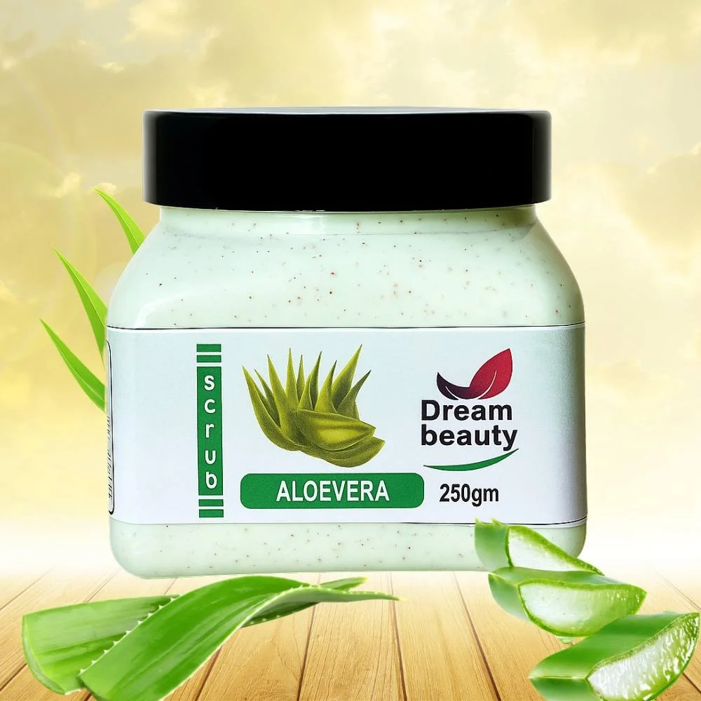 Aloe Vera Face and Body Scrub 250gm for Glowing Skin Tan Removal Deep Exfoliation Acne Control Dead Skin Removal Hydrating Herbal Skincare for Men Women image 3
