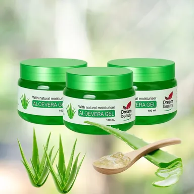 Aloe Vera Gel Pack of 3 x 100ml Natural Skin Care Moisturiser for Face Hair Body Hydrating Soothing Acne Relief Sunburn Treatment Pure Herbal Aloe Gel Combo India thumbnail 1