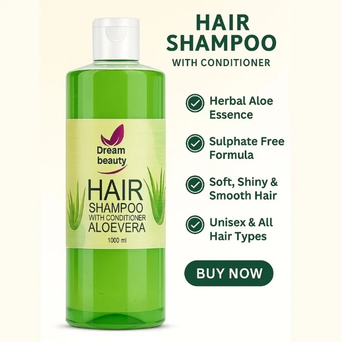 Aloe Vera Hair Shampoo with Conditioner 1000ml Natural Herbal Anti Hair Fall Moisturising Dandruff Control Shampoo for Dry Damaged Hair Sulphate Free Paraben Free Hair Care for Men Women India image 1
