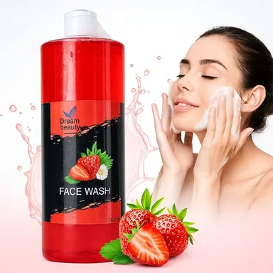 Dream Beauty Strawberry Face Wash 500ml Deep Cleansing Hydrating Face Cleanser for Oily Dry Skin Acne Control Glow Boosting Vitamin Enriched Gentle Daily Use Facewash India thumbnail 1