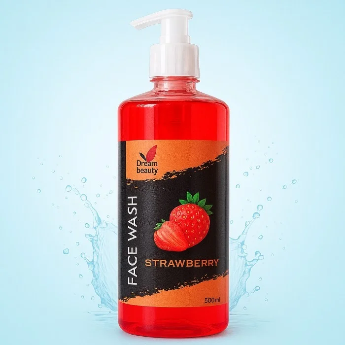 Dream Beauty Strawberry Face Wash 500ml Deep Cleansing Hydrating Face Cleanser for Oily Dry Skin Acne Control Glow Boosting Vitamin Enriched Gentle Daily Use Facewash India image 1