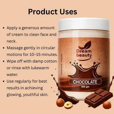 Dream Beauty Chocolate Massage Cream 800g Professional Skin Nourishing Cocoa Body Massage Cream for Glowing Soft Skin Deep Moisturising Spa Cream for Face and Body India thumbnail 2
