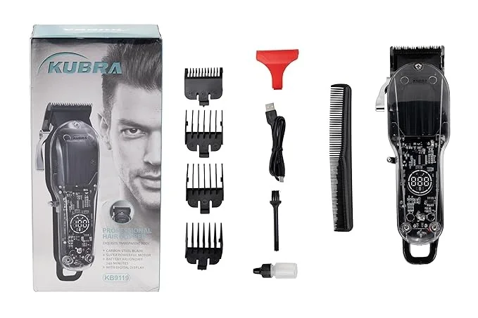 Professional Hair Clipper for Men Cordless Beard and Hair Trimmer USB Fast Charging Stainless Steel Self-Sharpening Blade Heavy Duty Grooming Machine Black image 2