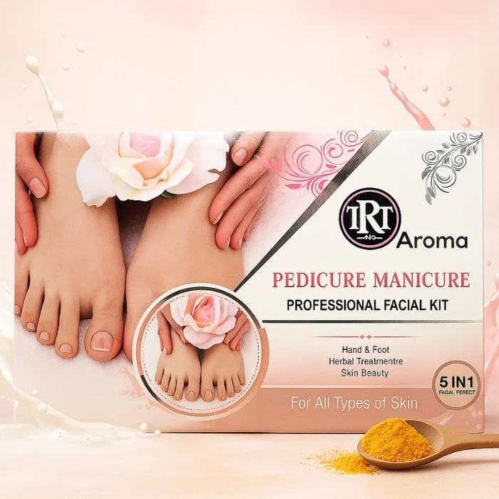 TRT 5 in 1 Pedicure & Manicure Kit 700g Foot Spa Nail Care Set with Scrub Cleanser Massage Cream Cuticle Softener Callus Remover for Dry Cracked Heels Professional Salon Use India image 1