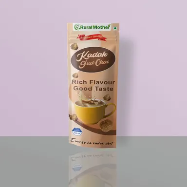Rural Mother Kadak Gud Chai Strong Traditional Indian Jaggery Tea Mix Healthy Natural Sweetened Instant Desi Masala Chai Beverage for Home Office Use thumbnail 0