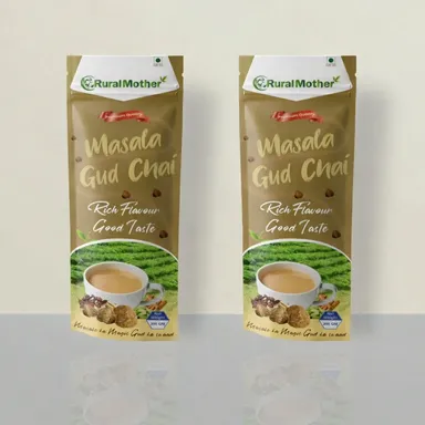 Rural Mother Masala Gud Chai Jaggery Tea Powder Strong Spiced Desi Chai Blend with Elaichi Adrak Natural Sweetness Immunity Booster Traditional Indian Tea thumbnail 0
