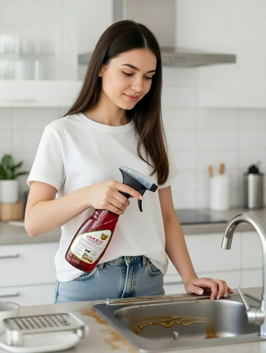 JAKS'C Kitchen Cleaner Spray 500ml | Powerful Degreasing Multi Surface Kitchen Cleaner| Removes Tough Oil Grease Stains, Hygienic Sparkling Shine for Stove, Tiles, Chimney, Countertops & Sink Cleaning image 3