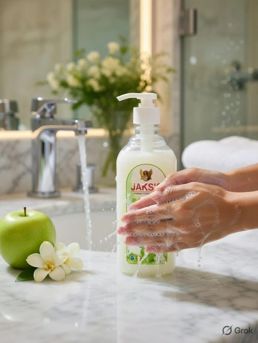 JAKS'C Green Apple Pearly Hand Wash 500ml | Antibacterial Liquid Hand Wash| Gentle Skin Cleansing Formula| Removes Germs & Dirt, Refreshing Green Apple Fragrance for Daily Hygiene Care image 3
