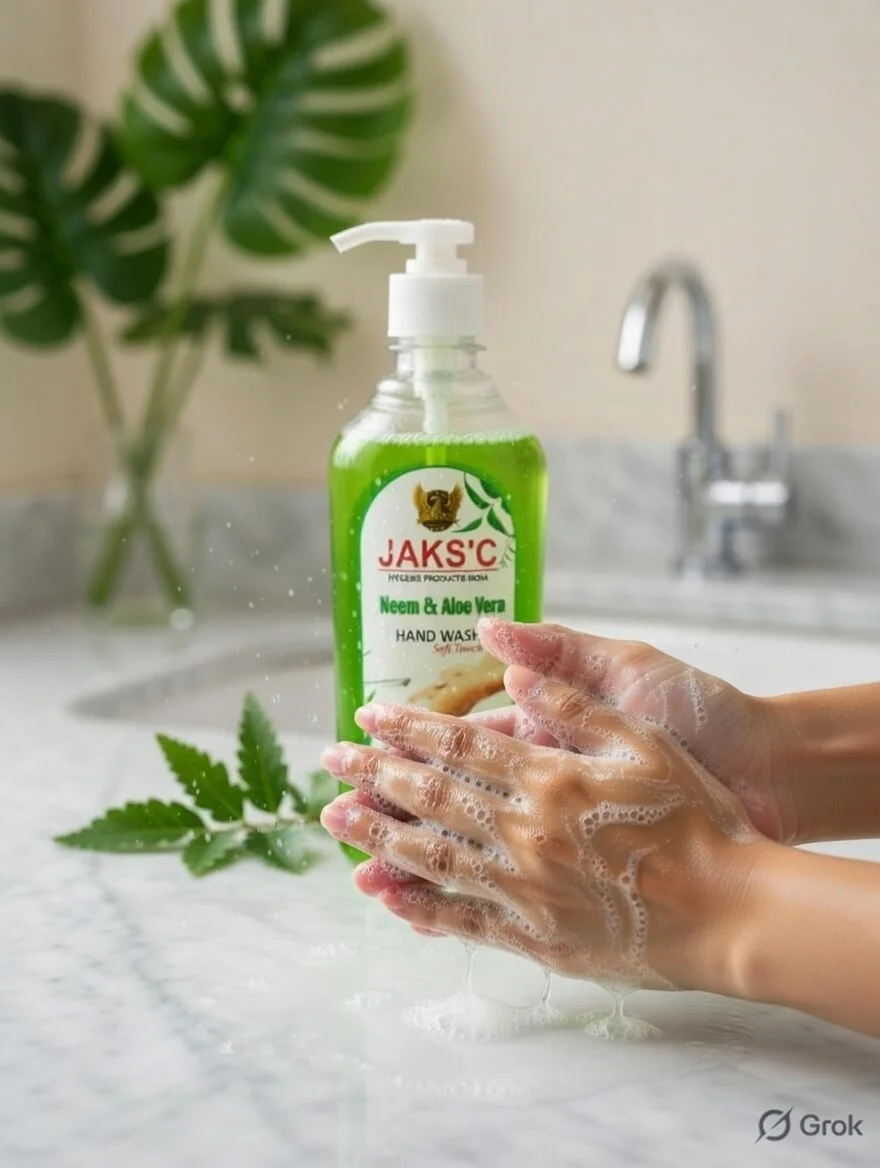  JAKS'C Neem & Aloe Vera Hand Wash 500ml |Soft Touch Natural Antibacterial Liquid Hand Soap| Germ Protection Formula with Moisturising Care for Daily Hygiene and Skin Safety image 4