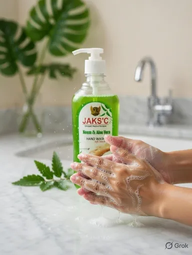  JAKS'C Neem & Aloe Vera Hand Wash 500ml |Soft Touch Natural Antibacterial Liquid Hand Soap| Germ Protection Formula with Moisturising Care for Daily Hygiene and Skin Safety thumbnail 3