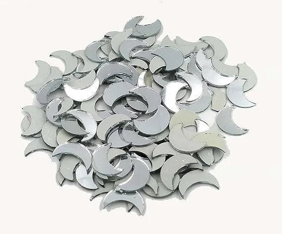 Moon Shape Craft Mirror Pieces 250 PCS for Lippan Art Embroidery Jewellery Making DIY Craft Supplies Acrylic Glass Mirrors for Mud Work Decoration Mandala Art India image 2