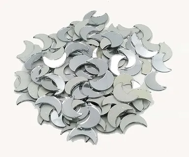 Moon Shape Craft Mirror Pieces 250 PCS for Lippan Art Embroidery Jewellery Making DIY Craft Supplies Acrylic Glass Mirrors for Mud Work Decoration Mandala Art India thumbnail 1