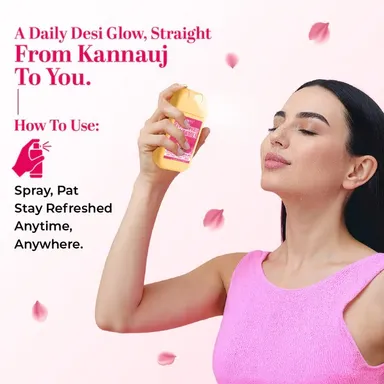 Pure Kannauj Rose Water 25 ML Natural Steam Distilled Gulab Jal for Face Skin Toner Hydrating Refreshing Facial Mist Cooling Glow Enhancing Makeup Setting Water Ayurvedic Skincare for All Skin Types India thumbnail 2