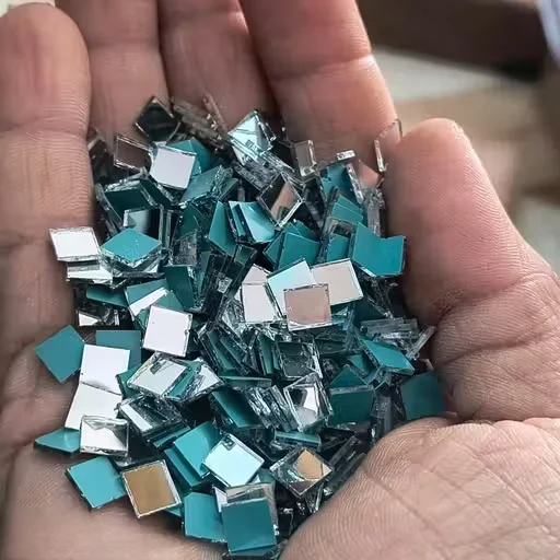 Square Real Glass Craft Mirrors 500 Pieces for Lippan Art, Mud Work, Mandala Art, Embroidery, DIY Craft Decoration, Mosaic Mirror Tiles for Wall Decor & Jewellery Making India image 3